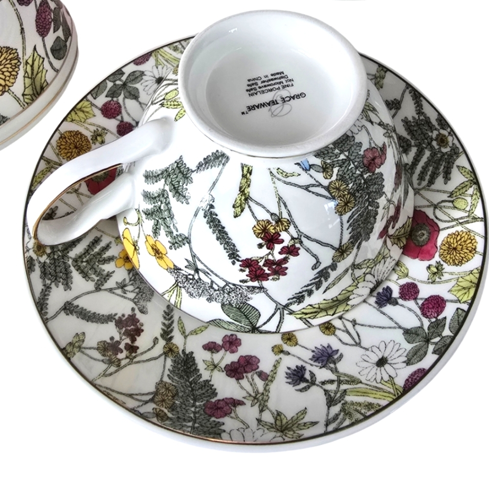 Grace Teaware Fine Porcelain Floral 5 Piece Tea Set - Picture 8 of 10